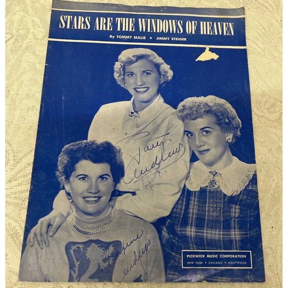 ANDREWS SISTERS SHEET MUSIC Stars are‎ the Windows of Heaven